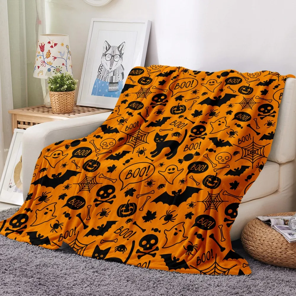 Happy Halloween Flannel Blanket Cartoon Christmas Gifts Coral Fleece For Bedroom Throw Kids Gift | Дом и сад