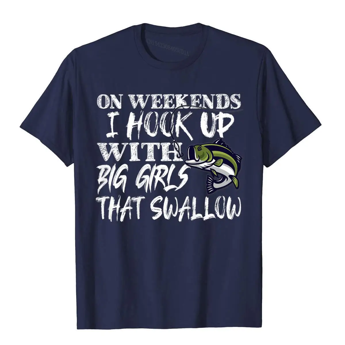 Funny Quote Bass Fishing Shirt Printed On Back T-Shirt__A11584navy