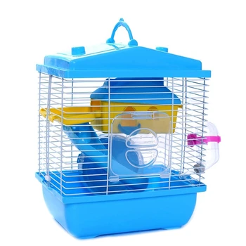 

Pet Cage Hamster Cottage with Transparent Skylight Double Layer House for Hamster Golden Hamster Pet Blue