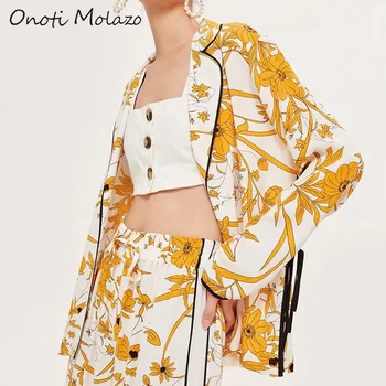 

Onoti Molazo Casual Coat Jackets Women Floral Print Suit Loose Fashion Ladies Coats Suit Outerwear Female 2020 Spring New