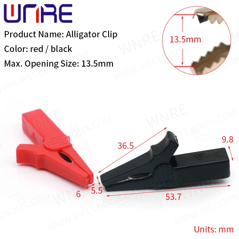 1 Pair Black Red Soft Plastic Coated Testing Probe Metal Mini Alligator Test Clips Crocodile Electrical Clamp