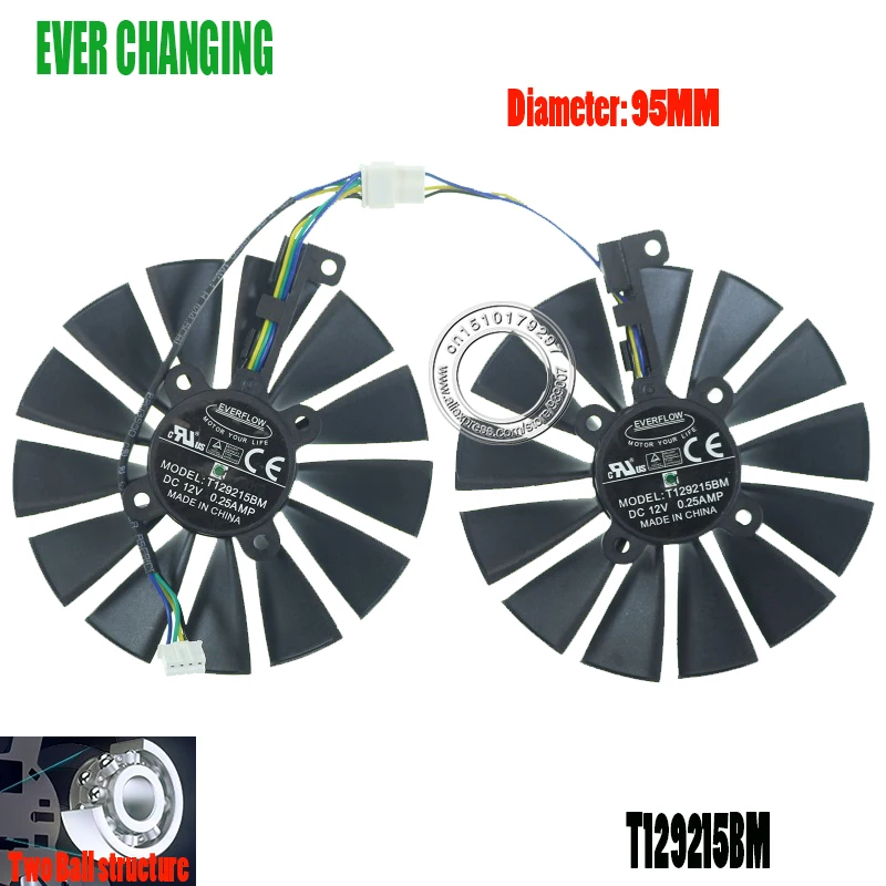 T129215BM DC12V 0.25AMP 4PIN графический вентилятор для AREZ DUAL RX590 | Компьютеры и офис