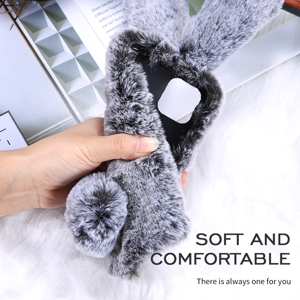 KISSCASE 3D Rabbit Furry Case For iPhone 11PRO Cover For iPhone 11 11PRO MAX 7 8 3