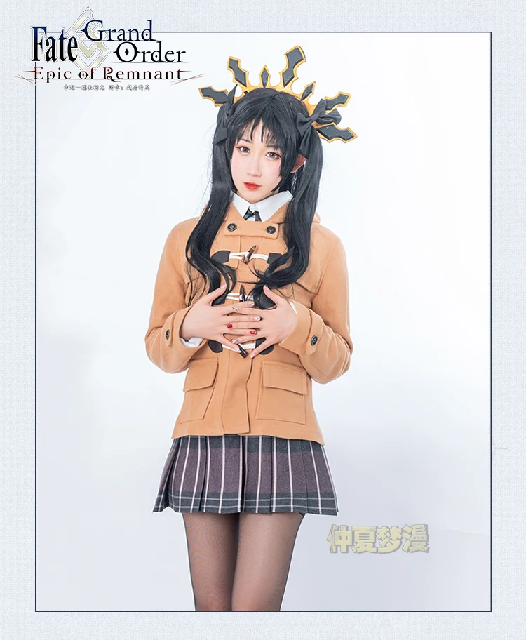 Игра Fate/Grand Order Ishtar женские костюмы для косплея Повседневная зимняя одежда пальто+ рубашка+ плиссированная юбка+ галстук-бабочка+ головной убор+ носки