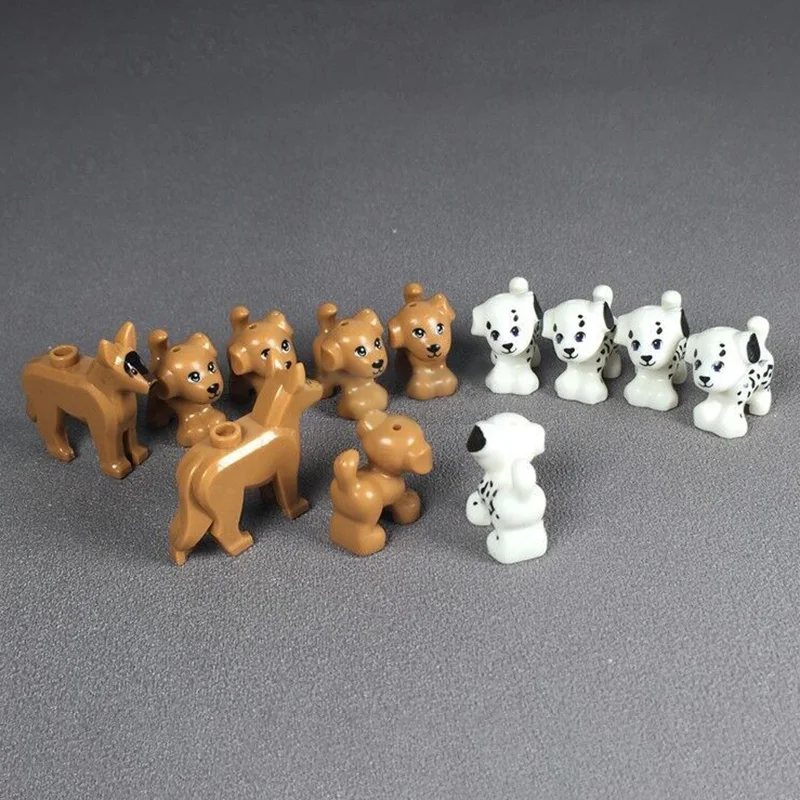 5Pcsset Animal Figures MOC Accessories Model Buidling Bricks Pet Dog Poodle Shepherd Building Blocks Kids DIY Toys (1)