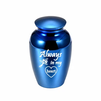 

Always in My Heart Small Cremation Urns for Ashes for Human/Pet Memorial Urn Aluminum Alloy Ashes Holder Silver/Black/Blue/Rose