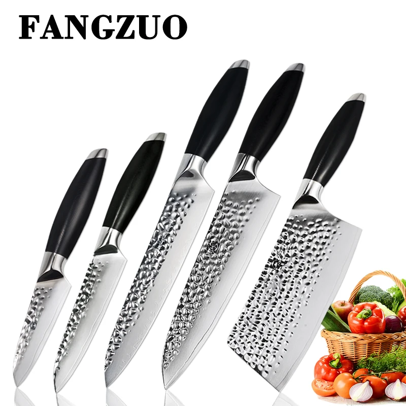 FANGZUO 5 шт. набор ножей из нержавеющей стали Нескользящая ручка шеф-повара разделка склеивания кухонный мясницкий нож ножи для приготовления пищи бытовые инструменты