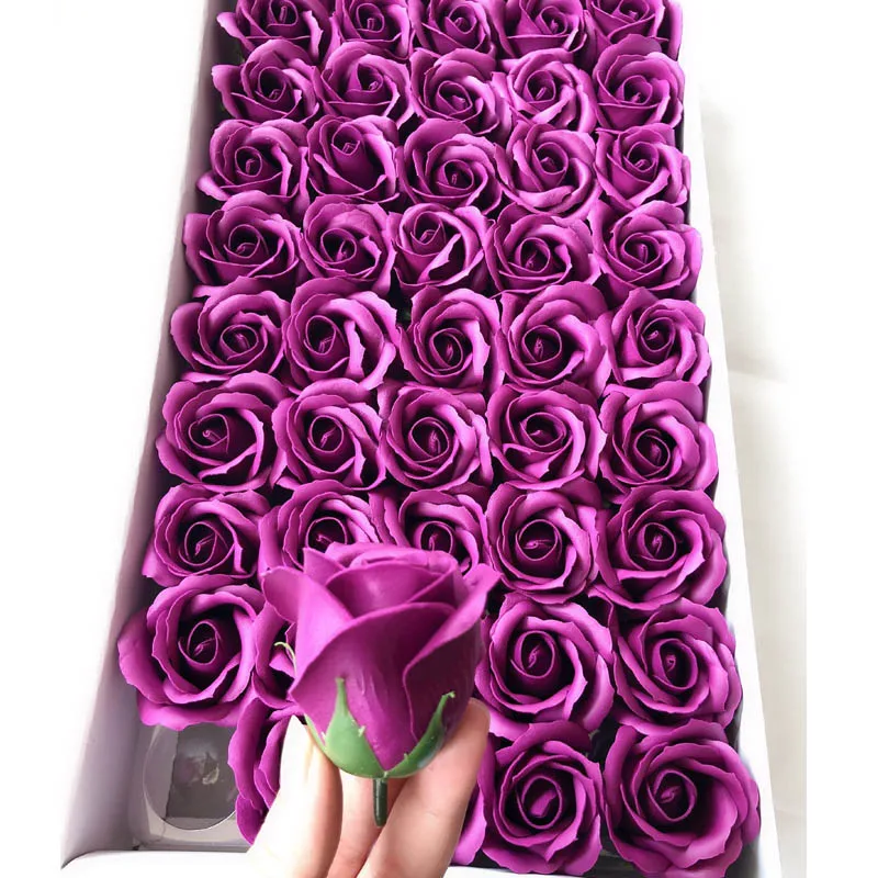 12 Grape purple 50 шт./кор. Лавандовое Мыло Искусственные цветы розы головы «сделай сам», подарок на день Святого Валентина, подарок на День Матери Свадебные домашний декор Скрапбукинг - Цвет: 12 Grape purple
