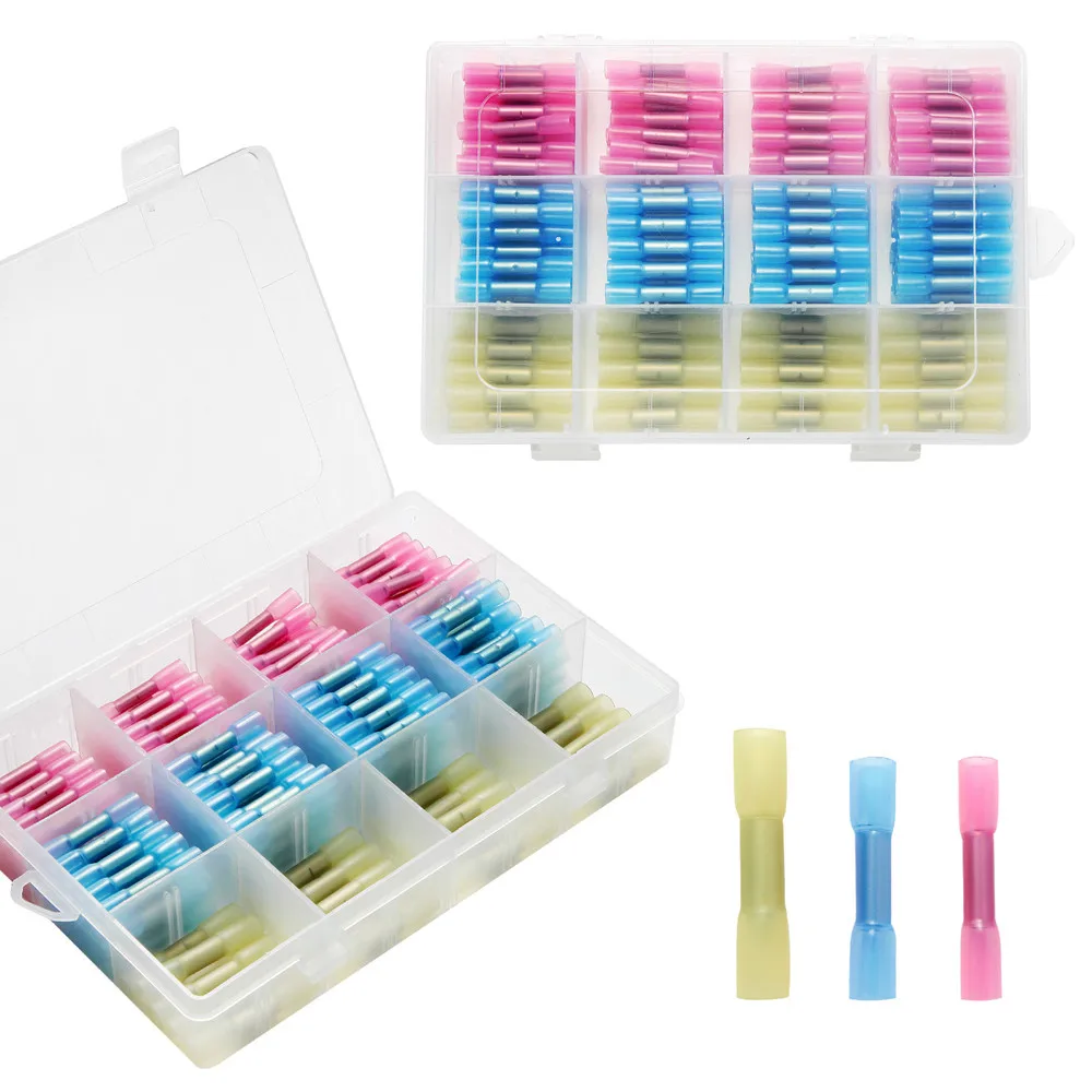 

200/100pcs 3Sizes Waterproof Heat Shrink Butt Connectors Electrical Wire Splice Cable Crimp Terminals Connectors AWG 22-10 Kit