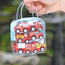 6 шт./компл. детские мини вытяните назад автомобиль игрушка Строительная модель пожарного грузовика Комплект для мальчика на день рождения, подарок на праздник