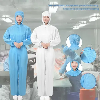 

In stock Disposable Protection Gown Dust Spray Suit Siamese Non-woven Dust-proof Anti Splash Clothing Safely Protection Clothes