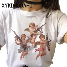 天使の女性の Tシャツ新 2020 原宿のヴィンテージ Tシャツ女性の美的かわいいフォローグランジ Tシャツファムトップ Tシャツファッションショート(China)