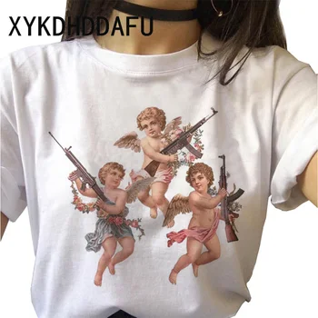 

Angel Women T Shirt New 2020 Harajuku Vintage Tshirt Female Aesthetic Kawaii Tumblr Grunge T-shirt Femme Top Tee Fashion Short