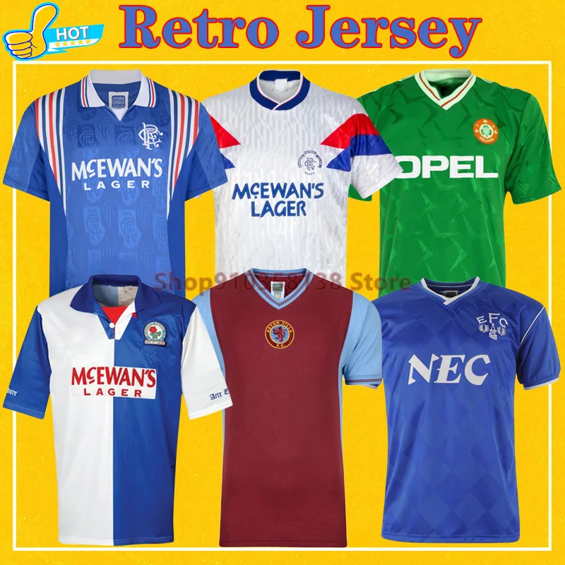 Retro Soccer Jersey Glasgow Rangers 90 99 Season Blackburn 94 95 Ireland 1990 Everton 86 87 Aston Villa 81 82 Football | Мужская одежда