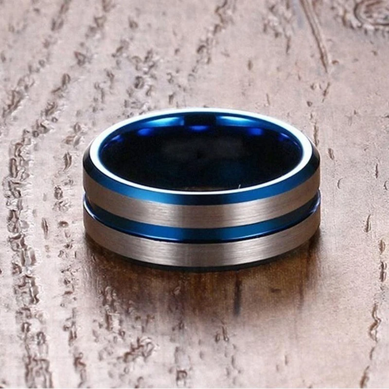 Fashion Jewelry Couple Ring Stainless Steel Men Ring Blue/White Heart Zircon Women Rings Set for wedding rings,womens ring,couple rings,cubic zircon ring,finger rings,jewelry rings,ring jewelry