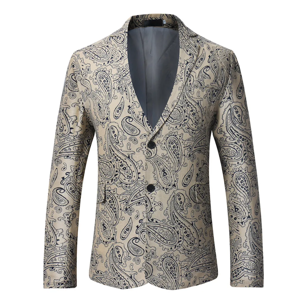 Мужской модный блейзер с английским принтом, высокое качество, повседневный однобортный костюм, дропшиппинг, мужской Блейзер, мужской пиджак#30 - Цвет: khaki