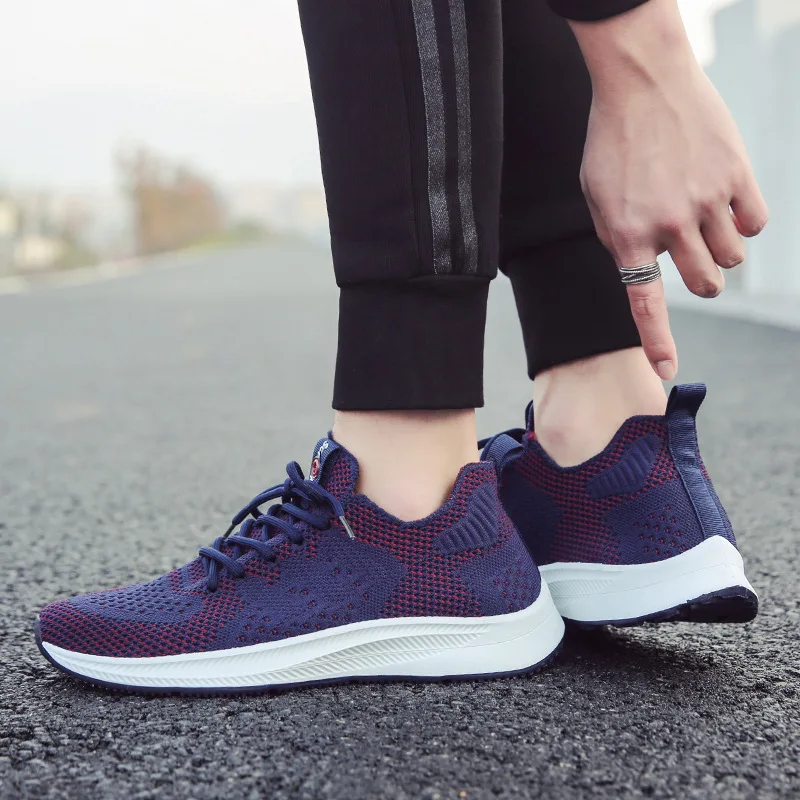 

Men's Shoes Flying Weaving Sports Breathable Fashion Running Shoes Lightweight Low-Up Lace Leisure Shoes Fitness Sports Shoes