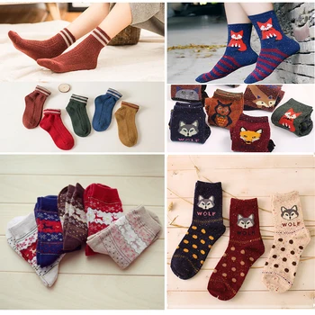 

Autumn Winter Warm Cotton Socks Two Striped Knee Socks Autumn Winter Christmas Female Socks Art Chaussette Femme Ladies Socks