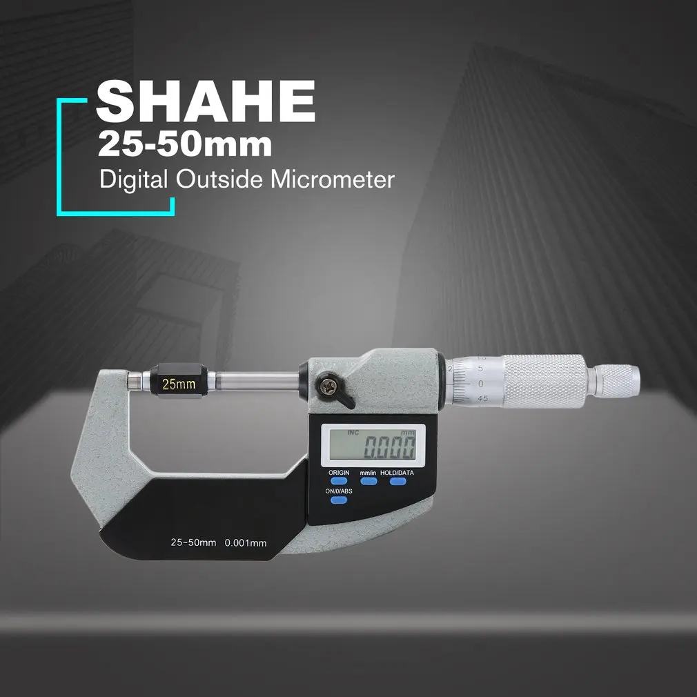 

SHAHE 0.001mm Digital Outside Micrometer 0-25mm/25-50mm/50-75mm/75-100mm Electronic Measuring Tool With Engraved Line