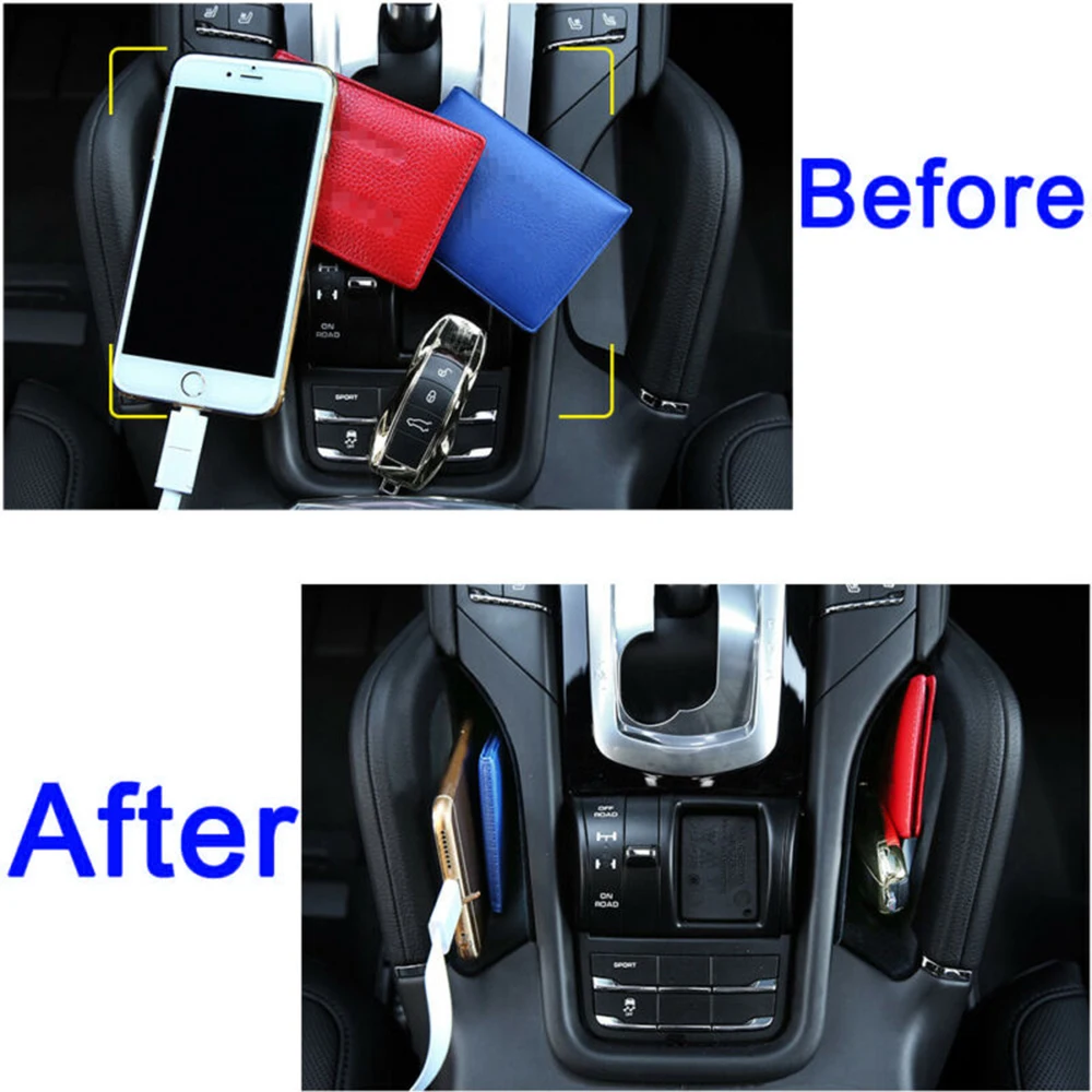 

One Pair Of Black Plastic Velvet Car Storage Containers For Porsche Cayenne 2011-2018 Car Interior Decoration Storage