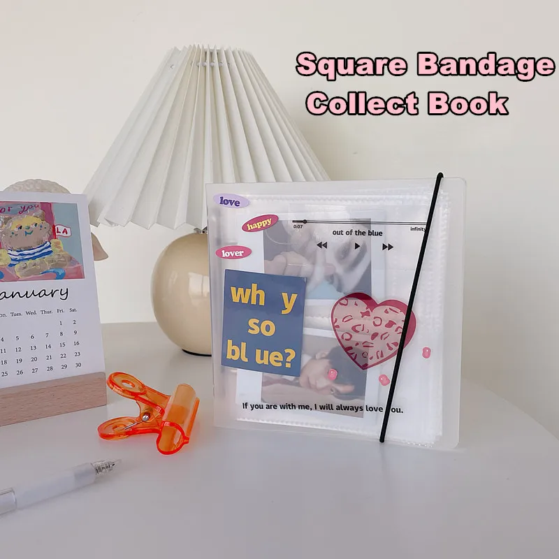 Sharkbang Square Frosted Binder Photo Album Hard Cover Bandage Collect Book Idol Cards/Stickers/Postcards Holder PP Refill Bags stone texture a5 binder kpop photocard 6 holes collect book hard paper cover cards photo album kawaii storage book sleeves bag