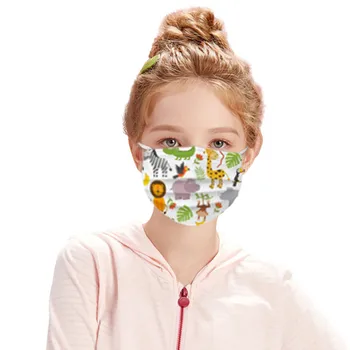 

30/60 PCS Kids Children's Cartoon Mouth Mask Disposable Dust Proof Three Layer Unisex Animals Print Face Mask Mascherina
