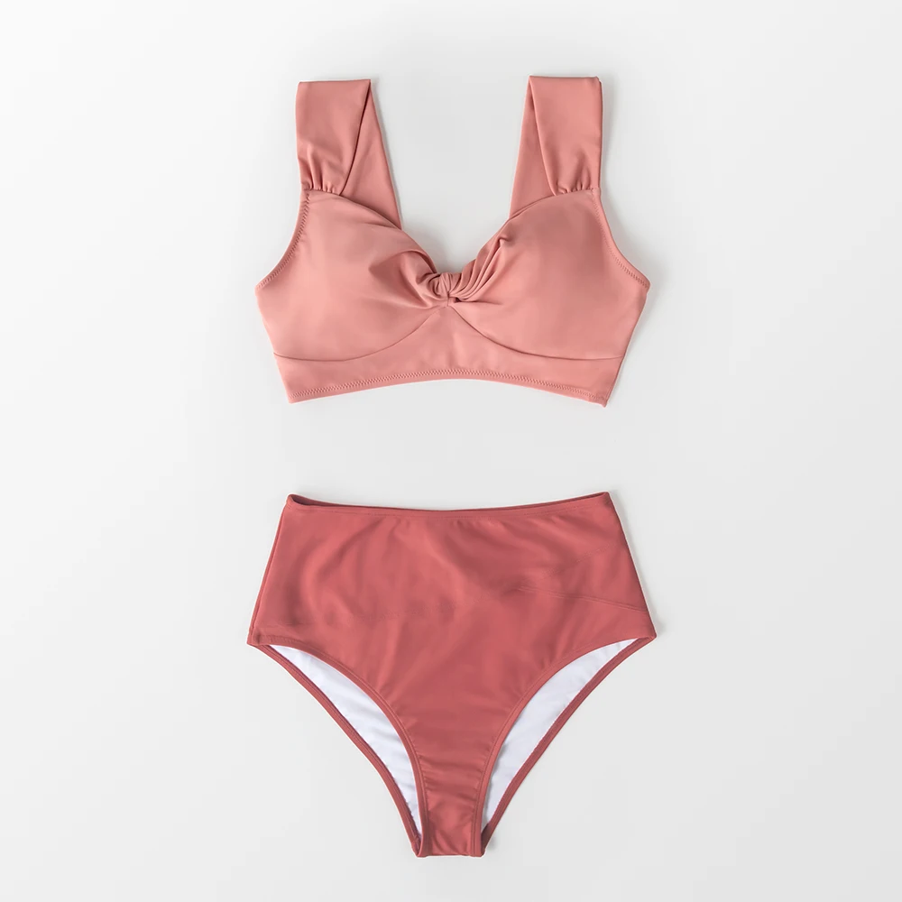 SEASELFIE Tank Top High Waisted Bikini Sets Women Sexy Pink and Red Two Pieces Swimsuits 2020 Girls Swimming Suits Biquini