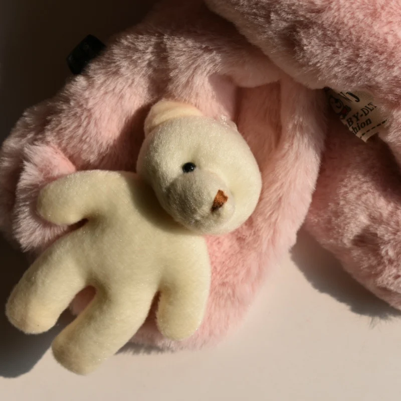 Intersection Shape Children's Ring Warm Winter Scarf Cute 3D Cartoon Bear Imitation Rabbit Fur Collar Echarpe Girl Boys Scarves