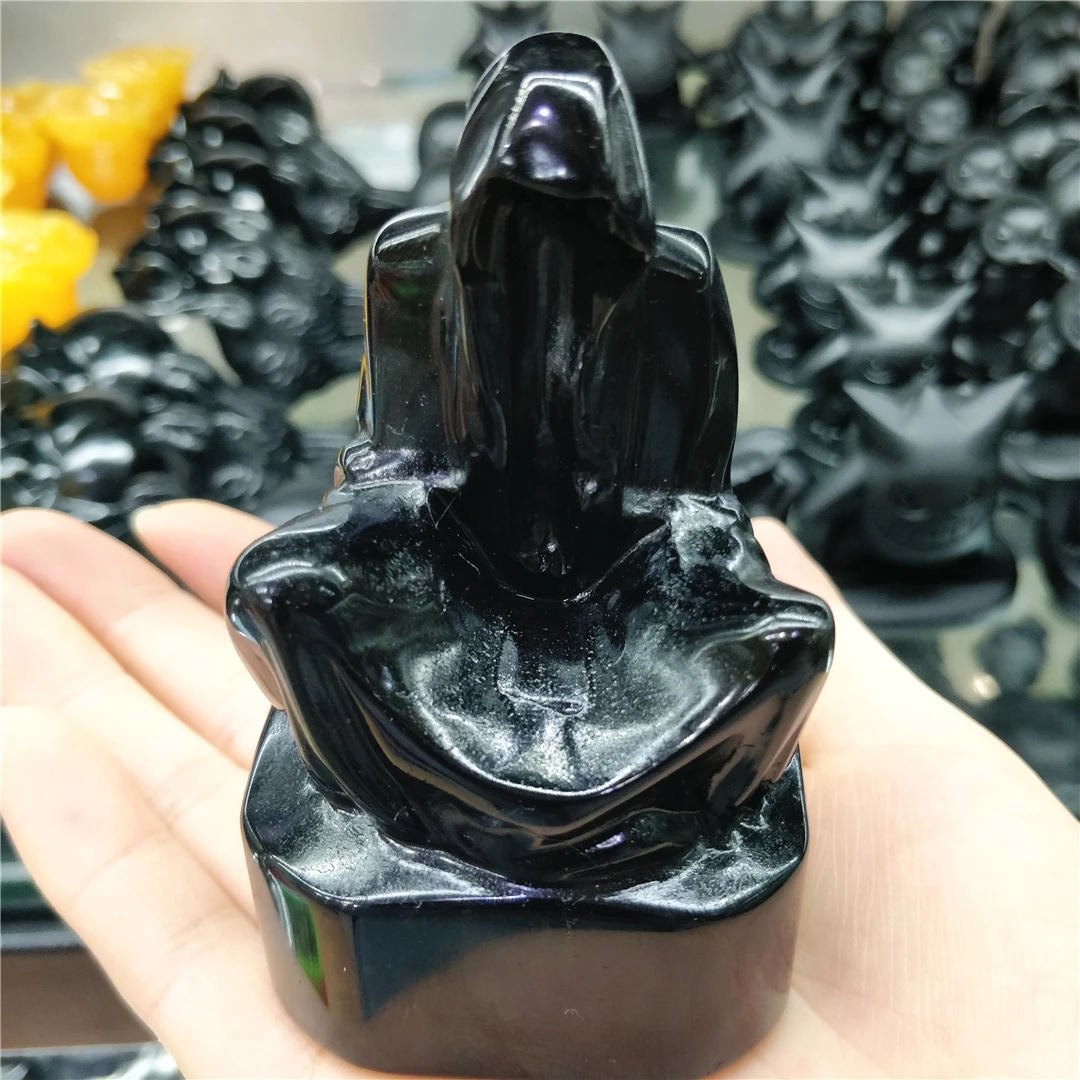 Ossidiana Nera Minerale Naturale Sculture In Giada Di Marmo Bianco Ringwraith Nazgul Figure Statue Artigianato Folk Wicca Stone Magic Decor