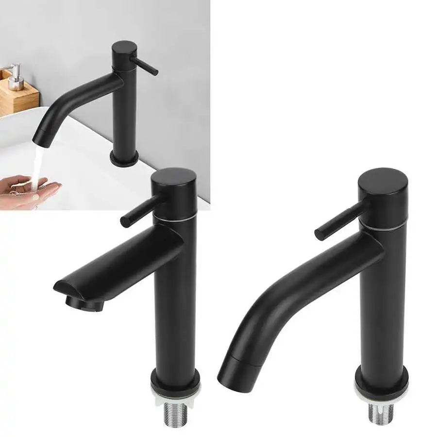 Cut Price Kitchen-Sink-Faucet Water-Taps Bathroom Basin Stainless-Steel Black for G1/2in aKwjMg1LK6l