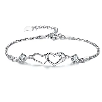 

Women's Bracelets 925 Sterling Silver Heart Shaped Bracelets S925 Women Crystal Bracelets Anniversary Birthday Party Bracelets