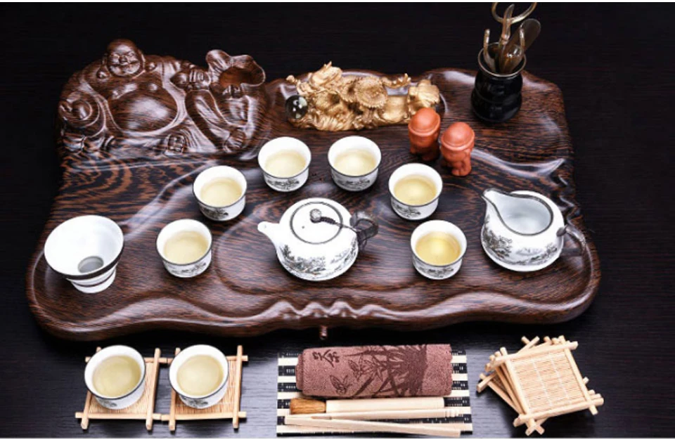 Фиолетовый; песок домашний чайный набор кунг-фу керамический чайник чайная чашка, чай Настольный набор для чая церемония Аксессуары твердый деревянный поднос для час чайный сервиз