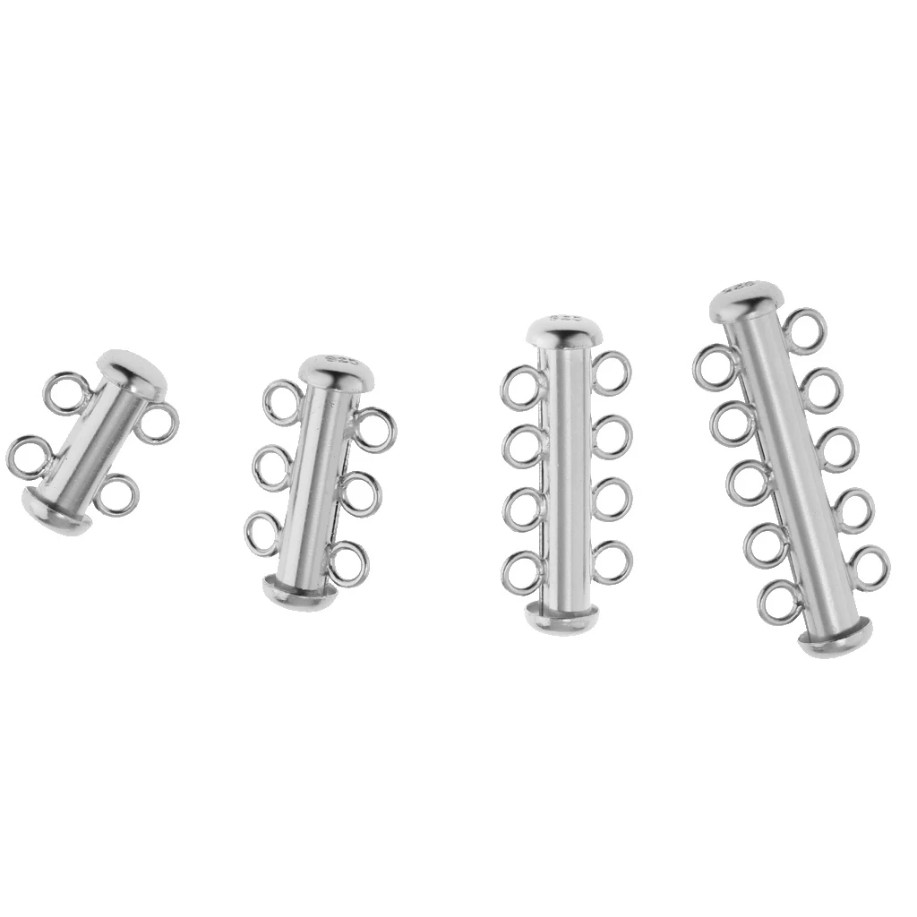 

Platinum/Rose Gold Plated 925 Sterling Silver 2-5 Strands Slide Clasp Findings Connector for Pearl Chain Necklace Bracelet
