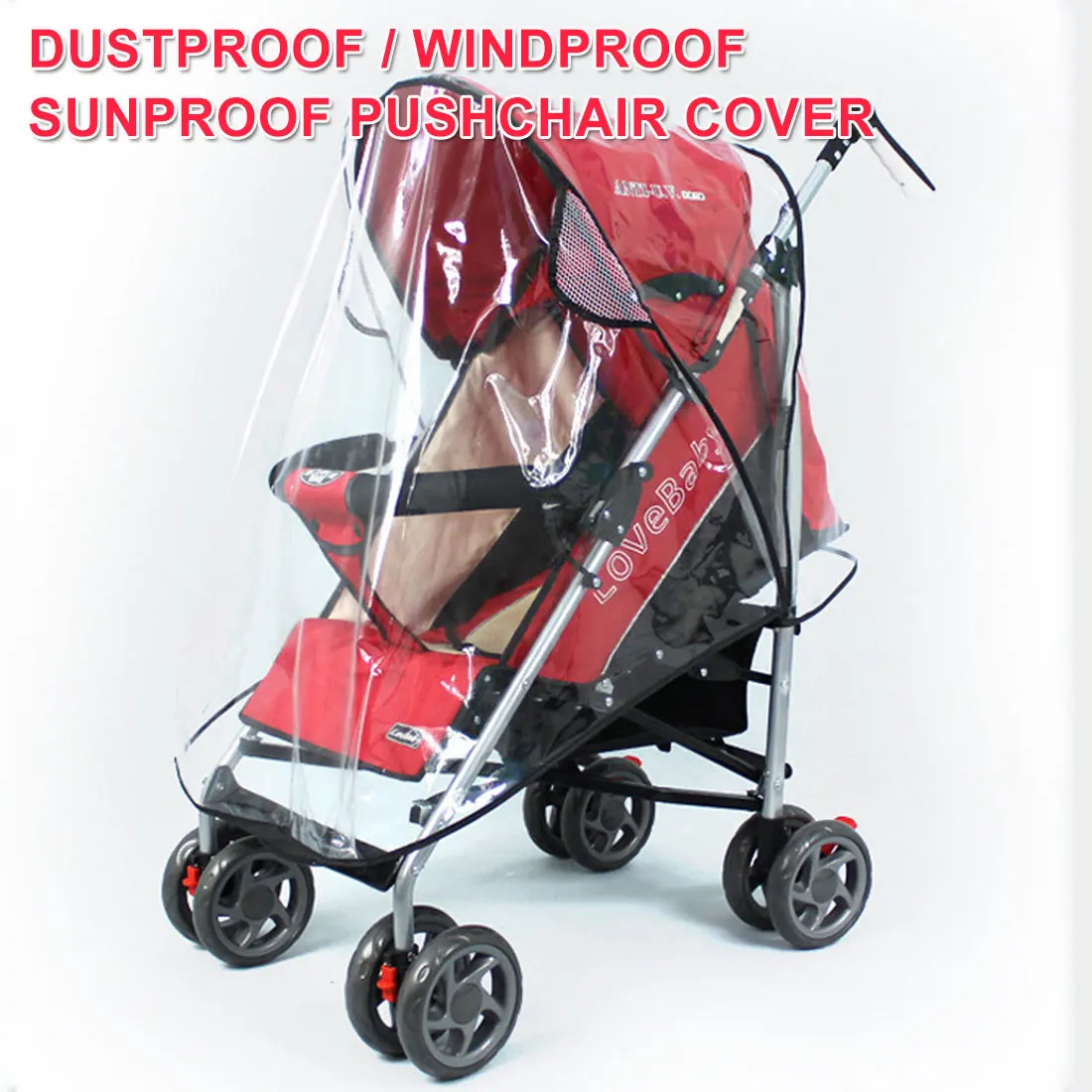 

Universal Waterproof Rain Cover Transparent Wind Dust Shield Zipper Open For Baby Strollers Pushchairs Raincoat