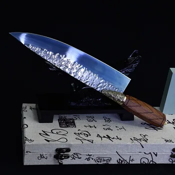 

Little Cook Handmade 9.4" Kitchen Chef Knife Forged Sharp Meat Cleaver Full Tang Fixed Blade Filet Knives Cooking Cuisine Tools