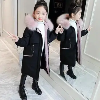 

2020 Winter Baby Girl Fashion Jacket Plus Fur Warm Toddler Children's Girl's Cotton Padded Clothes Kids Thicken Warm Parka W656