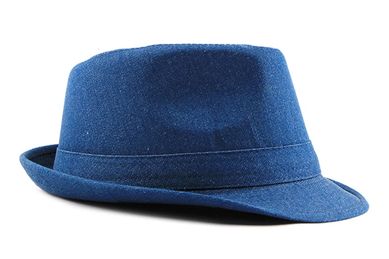 Iklim Pria Denim Jazz Topi Fedora Hat 