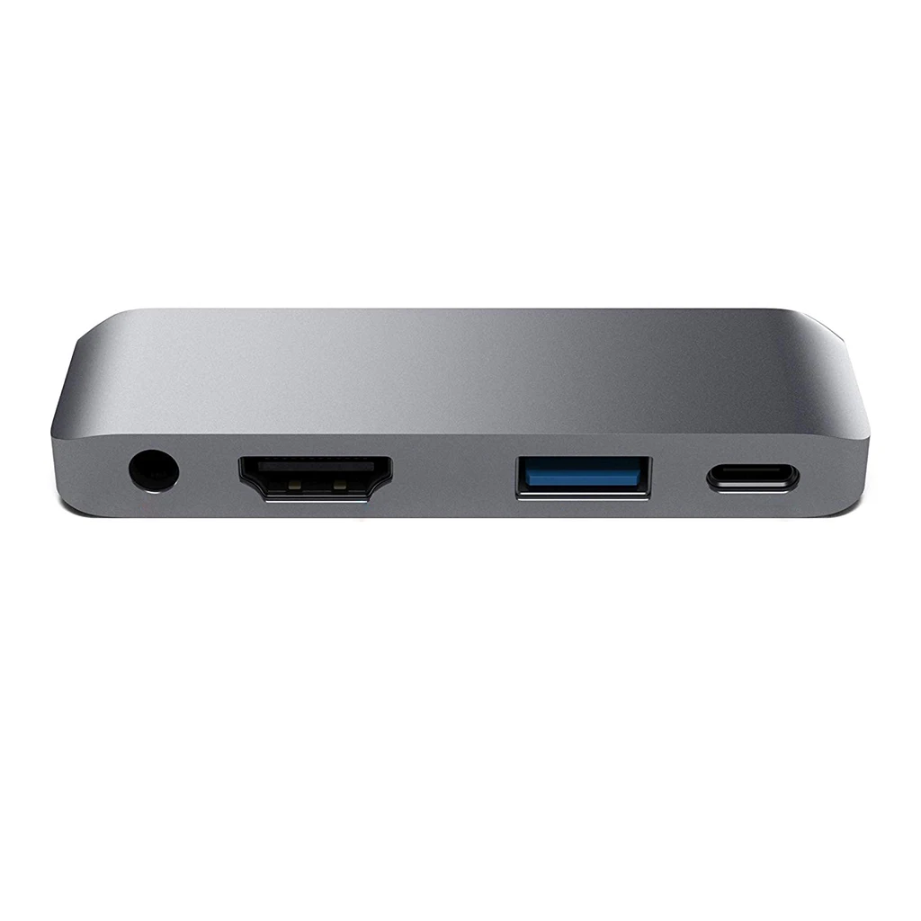 Серый USB C концентратор с 3,5 мм аудио разъемом 4K HDMI 5 Гбит/с USB порт 18 Вт зарядка мульти концентратор для для IPad ноутбука планшета Настольный смартфон - Цвет: Серый
