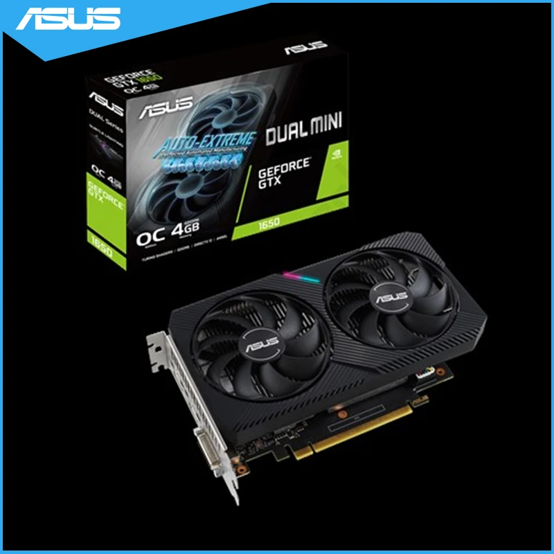 Видеокарта Asus DUAL-GTX1650-O4GD6-MINI NVIDIA GeForce®Видеокарта GTX 1650 OC edition 4 Гб GDDR6 HDMI-совместимая