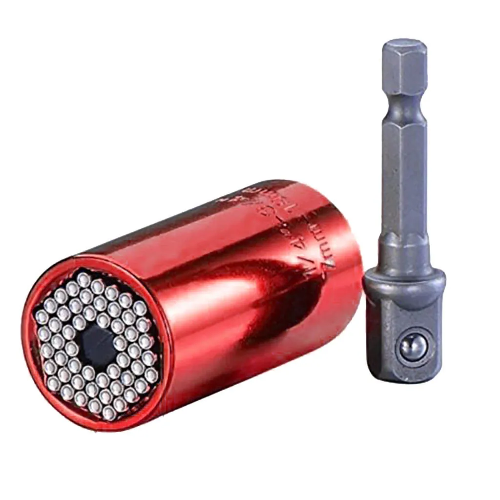 25#2 шт Универсальный динамометрический ключ набор головок патрон 7-19 мм Мощность дрель храповая втулка гаечный ключ Многофункциональный ручной инструмент - Цвет: Red