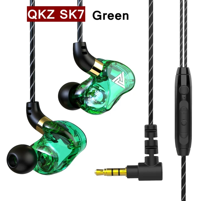 Original QKZ AK6 Copper Driver HiFi Wired Earphone Sport Running  Headphones Bass Stereo Headset Music Earbuds fone de ouvido SK7 Green