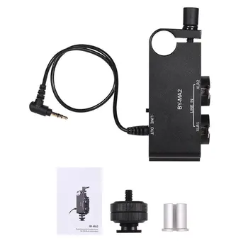 

BY-MA2 Dual-Channel Record Audio Mixer XLR Jack 6.5mm to 3.5mm Wireless Microphone System for DSLR Camera