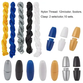 

1Set Mixed Color Nylon Thread Bead Jewelry Cord Thread Chinese Knot Rope with Plastic Breakaway Clasps DIY Jewelry Accessories