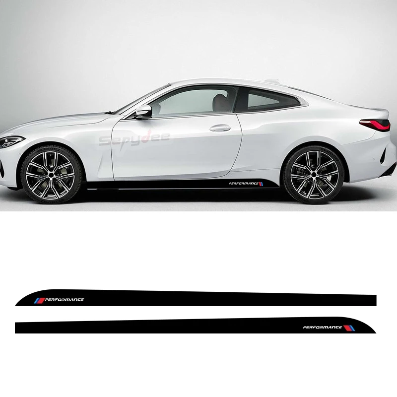 2Pcs M Performance Car Styling Door Side Skirt Stripes Stickers Body Decals For BMW 4 Series F32 F33 F36 435i 428i Accessories | Автомобили