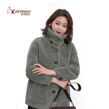 

2019 Fashion New Hot Sheep Shearing Slim Coat Female Autumn And Winter Sheepskin Coat Warm Thick Wool Coat Short Coat.