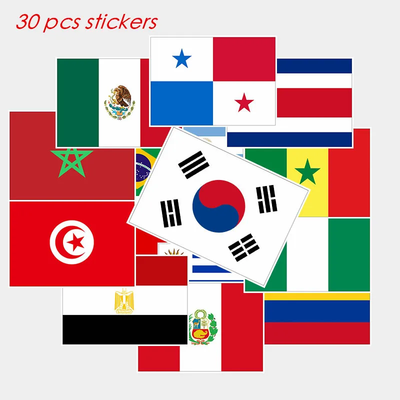 

World Cup National Flag Poster Sticker Car Motorcycle Notebook Toy Waterproof Sticker (30 pcs)