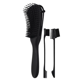 

3PCS Heat Resistant Massage Combs Octopus Massage Brushes Smooth Hairdressing Combs Hairdressing Tools for Salon Home (Black)