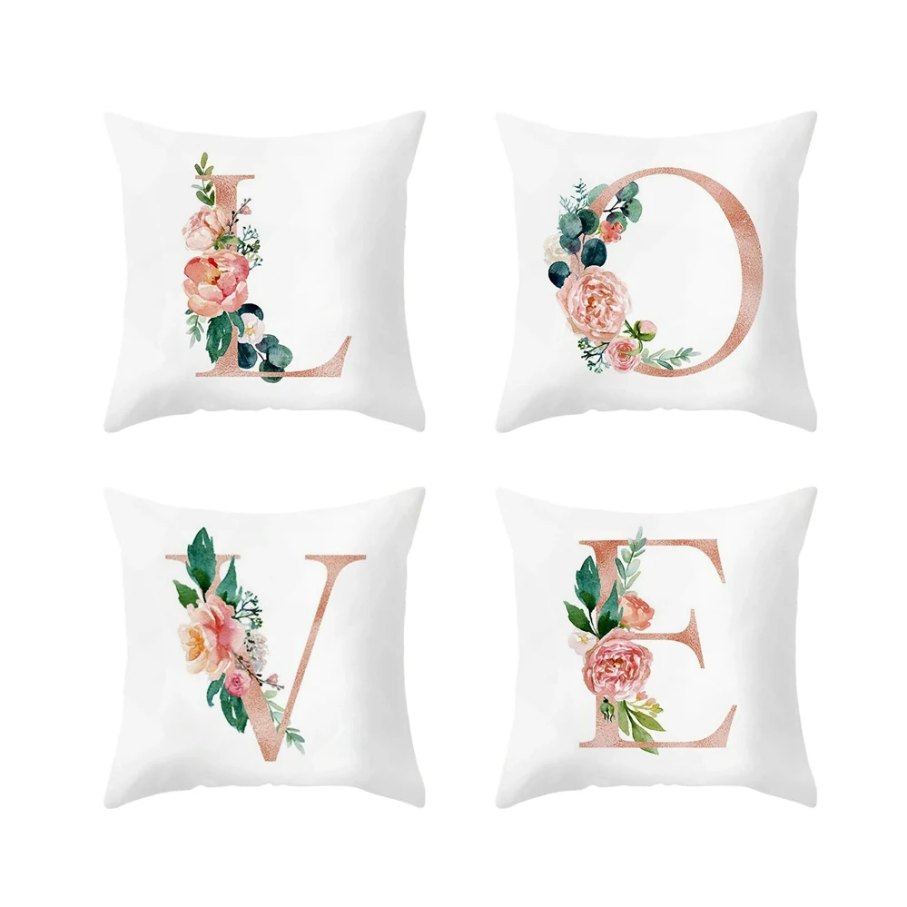 18Inch Love Letter Floral Printing Pillow Case Throw Cushion Cover Sofa Decor Wedding Home | Дом и сад