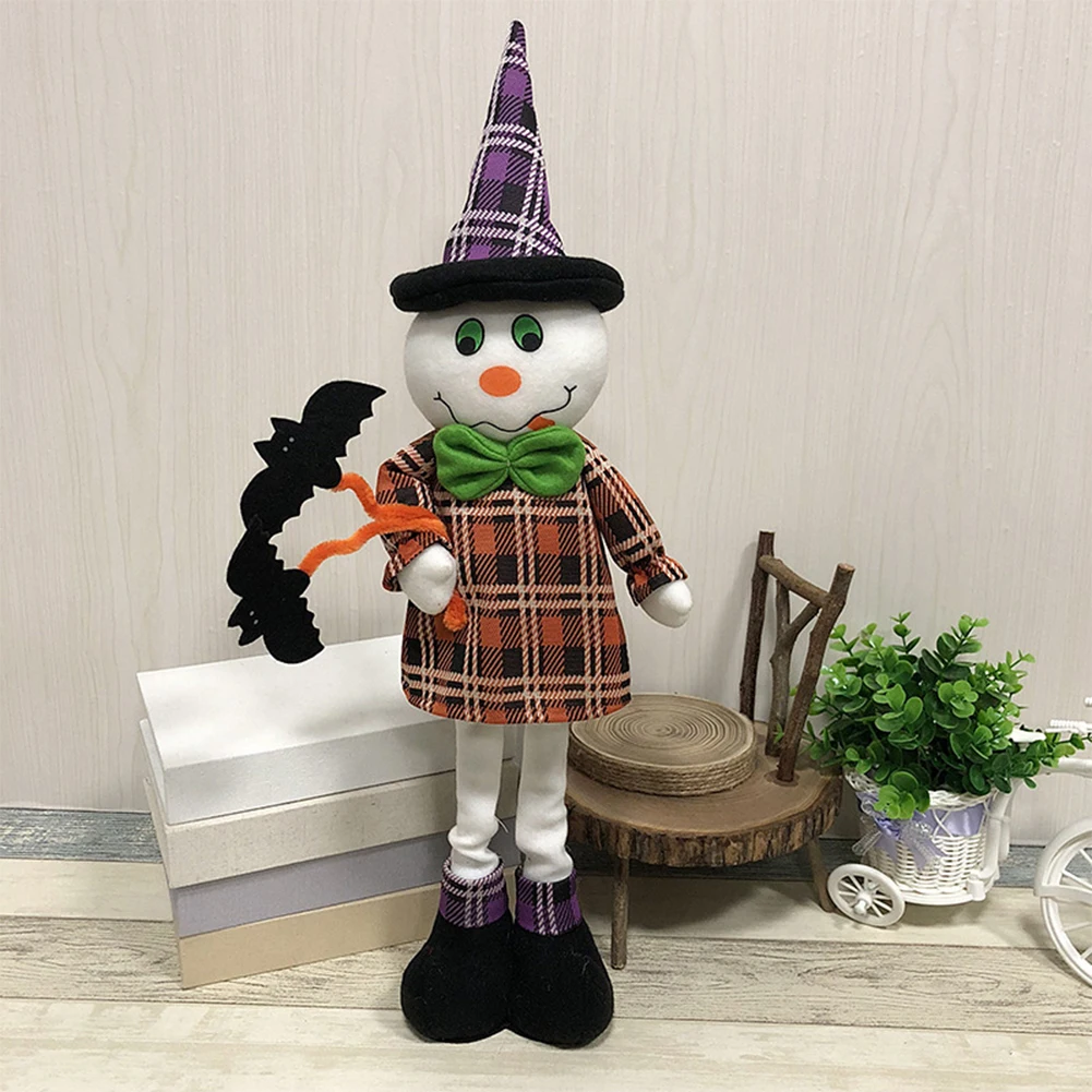 

Portable Festival Stretchable Home Standing Witch Ghost Doll Pumpkin Check Pattern Mini Party Non Woven Fabric Halloween Cat DIY