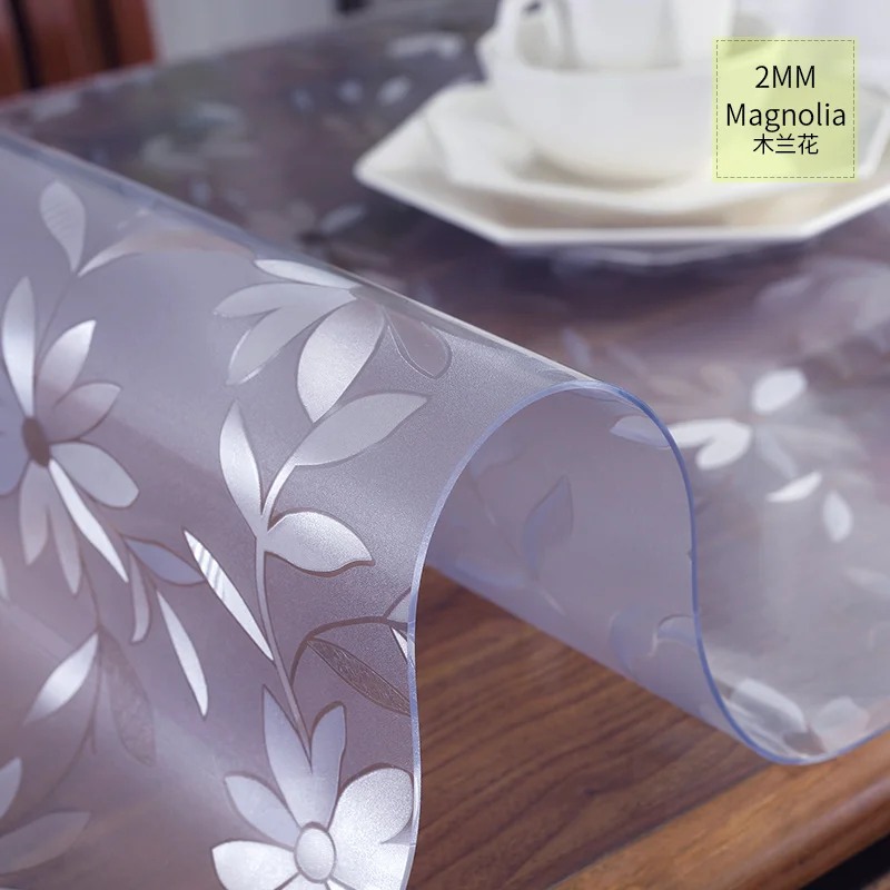 ПВХ мягкая стеклянная скатерть Водонепроницаемая маслостойкая прозрачная пластиковая скатерть - Цвет: magnolia